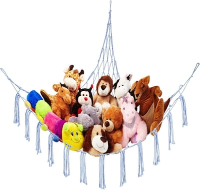 Hangmat met knuffels - Opbergnet speelgoed - Kinderkamer decoratie - Ruimtebesparend ontwerp - Referentiefoto - Blauw
