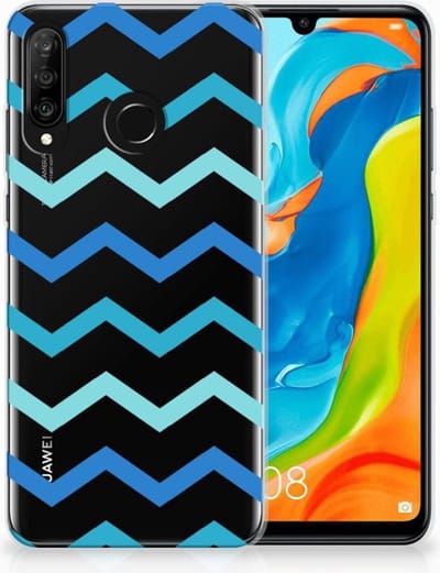 Huawei P30 Lite TPU bumper Zigzag Blauw