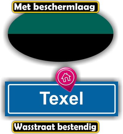 Jerma - Texel - Vlag - Stickers -Set 2 st - ovaal 13 x 7 - tekst 13 x 6 cm - Zelfklevend - Vinyl