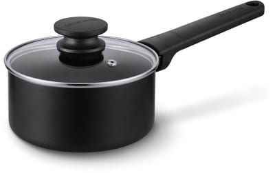 Brabantia VANTA Steelpan met Deksel -Ø 16 cm - Sauspan - Keramische Antiaanbaklaag Titanium Versterkt - Geschikt voor Inductie - 100% PFAS Vrij - Zwart