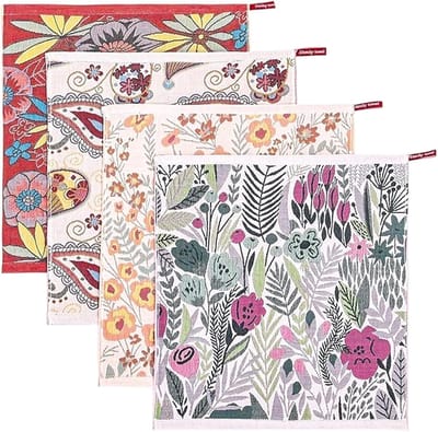 Keukenhanddoeken 4 stuks - 100% katoen - kleurrijke bloemen - snel drogen en sterk absorberend - SnelShoppen