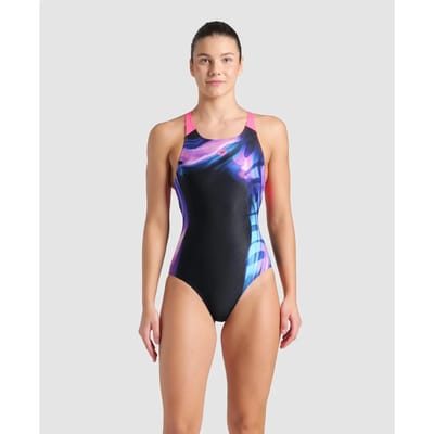Arena Badpak Dreamhline V Back Zwart-Schokkend Roze