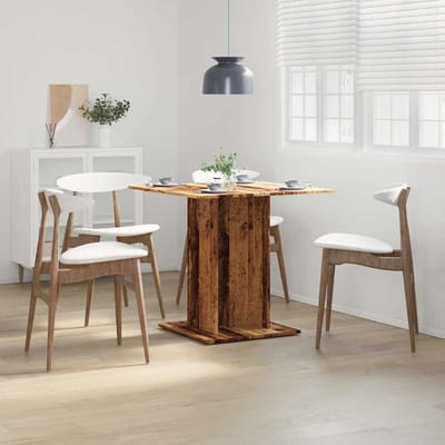 vidaXL - Eettafel - 80x80x75 - cm - bewerkt - hout - oud - houtkleurig