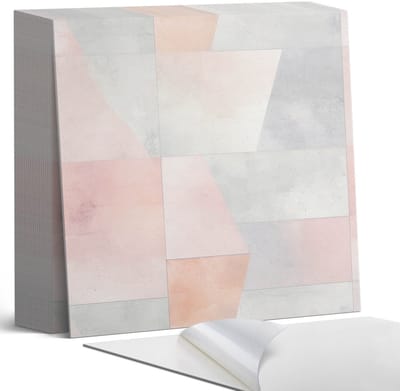 Coloray Plaktegels - Geometrie in pastels Zelfklevende Tegels - 20 cm x 20 cm - Romig Plaktegels - 20 stuks - Vierkant PVC Tegels - Plaktegels Badkamer - Plaktegels Vloer - Vinyl Tegels Zelfklevend - Wandtegel Zelfklevend