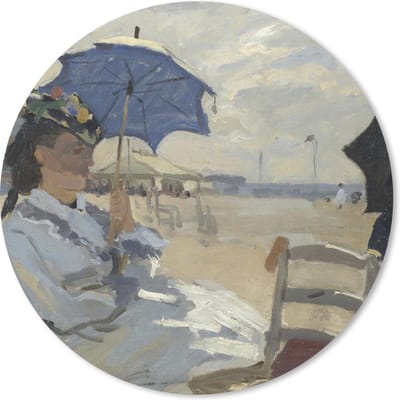 Muismat rond 20x20 cm - Mousepad Het strand bij Trouville - Claude Monet - Ronde muismatten