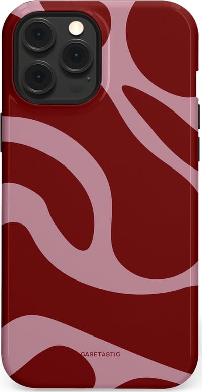 Casetastic hoesje geschikt voor Apple iPhone 12 Pro Max - MagSafe - Dubbellaagse bescherming - Roze Rode Framboos Blobs - Fashion Case - Bordeaux Lila