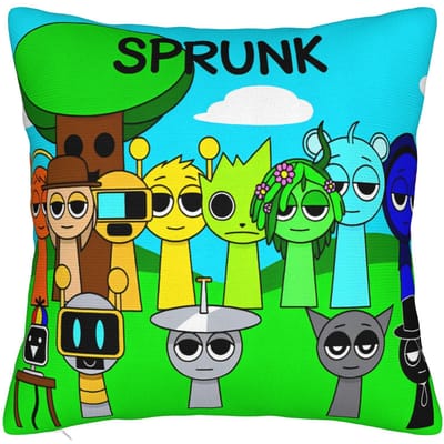 Housse de coussin carrée Sprunki Game Music Anime Housse de coussin Polyester Impression Géniale Housse de coussin pour la Maison 40*40cm 50x50cm