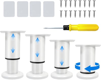 Dailygoods- Meubelpoten Verstelbaar - Meubelpoten Set van 4 - Kastpoten - Hoogteverstelling 8-12 cm - Metalen Meubelpoten - Inclusief 16 Schroeven en 4 Lijm