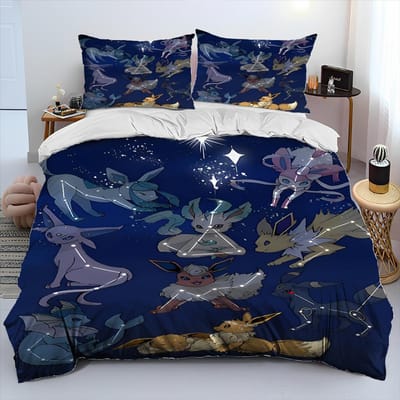 3D Cartoon Pikachu Pokemon Monster Dekbed Beddengoed Set Dekbedovertrek Bed Set Dekbedhoes Kussensloop Queen Beddengoed Set Volwassenen Kinderen AU Single(140*210cm)3pcs