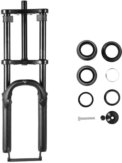 Complete Voorvork voor Fatbike V20 – Versterkte Dubbelkroon Voorvork – Inclusief Balhoofdlagers – Zwart