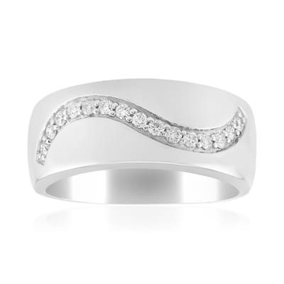 Cavill - Zilveren Golfring - 925 Sterling Zilver Gerhodineerd - 15 I1 (G) Briljant Geslepen Diamanten - 0,135 ct - Moderne Delicate Pavé Ring Dames
