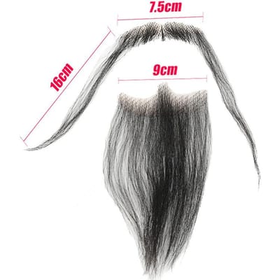 Fausse barbe, tissée à la main sur une base en dentelle invisible, spécialement conçue pour le cosplay, les fêtes, le théâtre et d'autres occasions. One size fits all adults gris