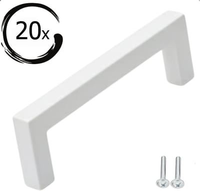 Handgreep Wit RVS 128 MM - 20 Stuks handgrepen - handgrepen keukenkastjes - Inclusief schroeven