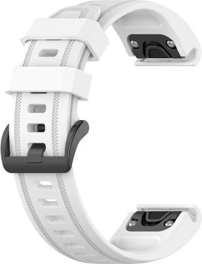 Siliconen bandje - geschikt voor Garmin Fenix 5S / 5S Plus / 6S / 6S Pro / 7S / 7S Pro / 8 (43 mm) / Approach S12 / S42 / S70 42 mm / Epix Pro (Gen 2) 42 mm / D2 Delta S / Descent Mk2S / Mk3(i) 42 mm - wit