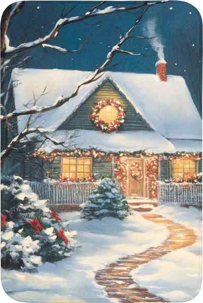 Badmat 60x90 cm - Antislip - Kerst - Kerstboom - Winter - Huis - Sneeuw - Badmatten voor badkamer - Badkamermat - Douchemat - Badkamer mat