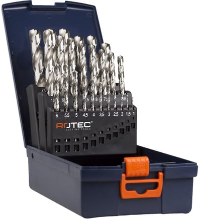 Rotec Spiraalborenset '105', DIN338, type N, 25-dlg, ø1-13 ABS