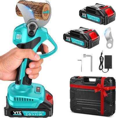Elektrische Snoeischaar - Draadloze Takkenknipper - Snoeien van Takken - Krachtige Borstelloze Motor - 33 mm Snijbreedte - Blauw