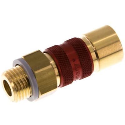 Messing DN 5 Rood-Coded Luchtkoppeling Snelkoppeling G 1/4 inch Buitendraad - CLS5-M-B-RED-CD-014