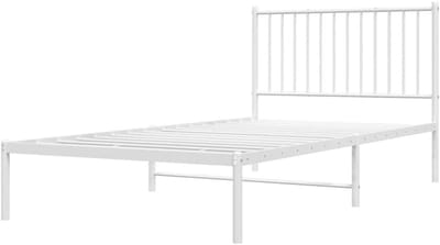 Bedframe met hoofdbord - Metalen ledikant - Slaapkamer meubel - Robuuste constructie - 100x200 cm - Wit