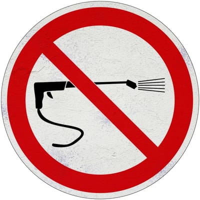 Hogedrukreiniging verboden verbodsbord | Sign Again materiaal | 10 cm