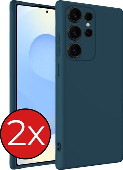Hoesje - 2 Stuks - Geschikt voor Samsung Galaxy S25 Ultra - Sterk & Shockproof - Telefoonhoes - Back Cover - Case Siliconen - Telefoon Hoes - Donkerblauw