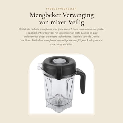 Dailygoods- Mengbeker voor Staafmixer - Transparant - Antislip Handgreep - Lichtgewicht - Veilig en Niet Giftig - Geschikt voor G-serie - Mixkom