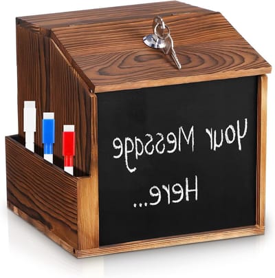 Afsluitbare Houten Suggestiebox of Donatiebox voor Muurmontage
