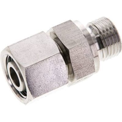 12L & M16x1.5 RVS Rechte Draaidoorvoer Buitendraad 315bar FKM O-ring en Afdichtconus Verstelbaar ISO 8434-1