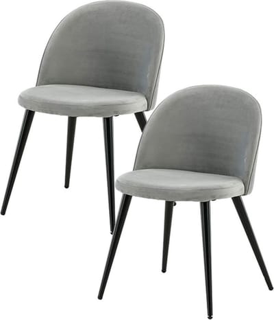 Skagen eetkamerstoel velours grijs,zwart.