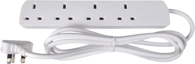 Verlengsnoer met Overspanningsbeveiliging - Stekkerdoos Wit - Elektronica Beveiligen - 4 Stopcontacten - 2 meter - Wit