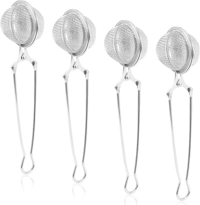 Pack of 4 Stainless Steel Tea Strainers for Loose Tea Infusing - Diameter 4.5 cm