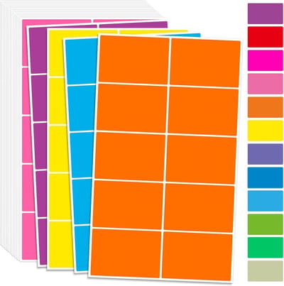 Gekleurde Labelstickers - Bewegende Labels Naamstickers - Organiseren Verhuizen - 12 Levendige Kleuren - 3 x 2 Inch - Meerdere Kleuren
