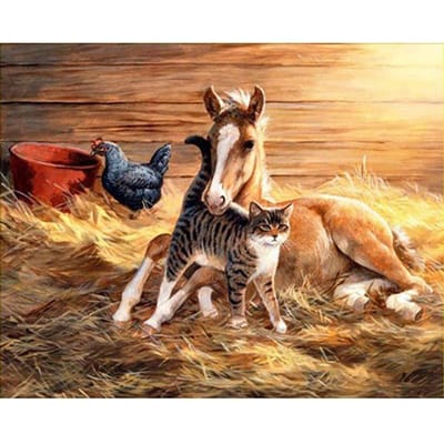 DIY 5D volledige diamant schilderij kruissteek paard kat diamant borduurwerk handwerken 20X30CM beige