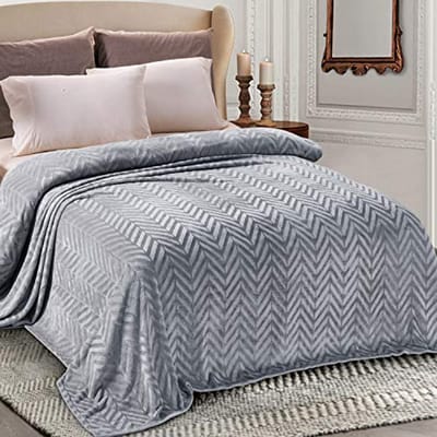 Knuffeldeken met patroon - Warme plaid - Gezellige avonden - Superzachte fleece - 150 x 200 cm - Grijs