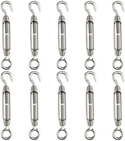 Dailygoods- Draadspanner Set 10 Stuks - Verstelbare M4 Spanner - Haak/Oog Spanner - Roestvrij Staal - Veiligheid en Betrouwbaarheid - Spanschroef