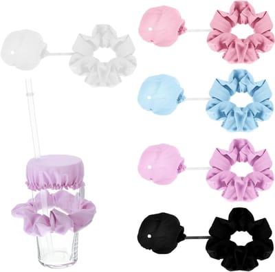Set van 5 Cap Scrunchies en Drinkdeksels - Bescherming tegen Moren en Vlekken voor Feesten en Festivals