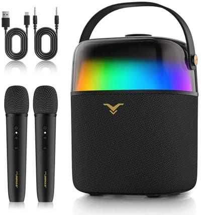 Karaokemachine met Draagbare Bluetooth Luidspreker en 2 Microfoons - Ideaal voor Feesten