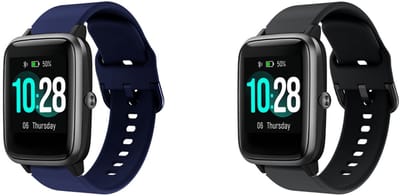 Strap-it Bundel van 2 Siliconen Banden - Geschikt voor ID205L 19mm - Horlogeband / Polsband / Armband - Siliconen Armband - Sportarmband - Zwart & Donkerblauw - Waterbestendig & zweetbestendig