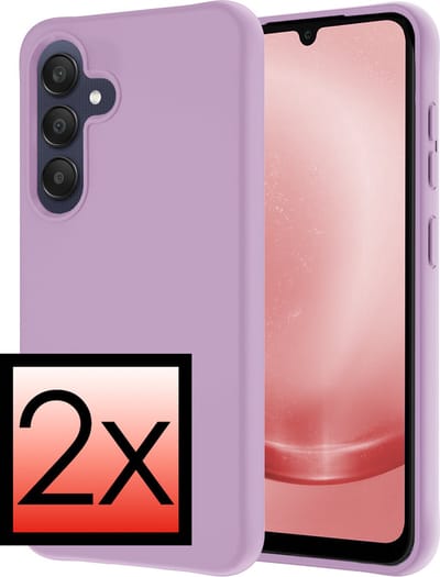 Hoesje - 2 Stuks - Geschikt voor Samsung Galaxy A25 - Sterk & Shockproof - Case Siliconen - Back Cover - Telefoon Hoes - Lila