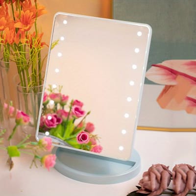 Livano Make Up Spiegel - Met Verlichting - Met Led Verlichting - Led - Met Licht - Opmaakspiegel Met Ledverlichting - Staande Spiegel - Tafelspiegel - Tafel - Blauw