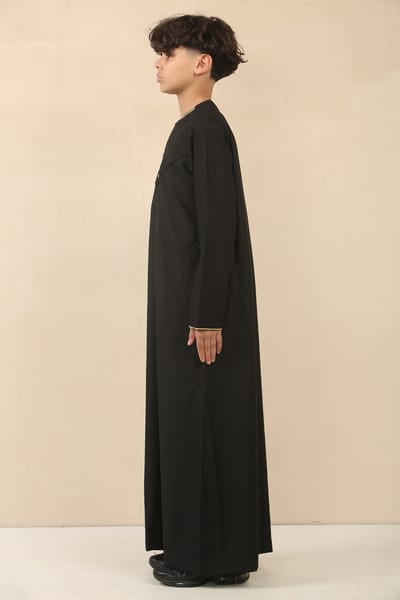 Zwarte Omani Eid Thobe Saudi Emirati Jubba-jas voor jongens voor kinderen
