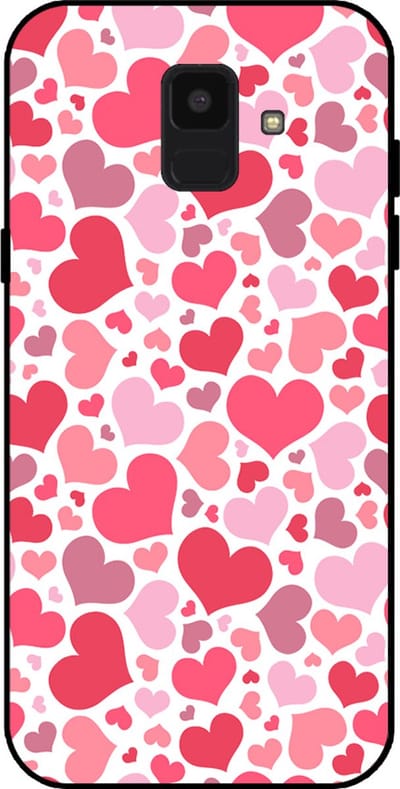 Smartphonica Telefoonhoesje Geschikt voor Samsung Galaxy A6 2018 met Hartjes Print - Hearts Design TPU Backcover Case - Kinder Hoesje met Hartjes Design geschikt voor Samsung Galaxy A6 2018