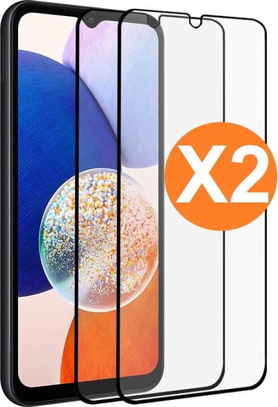 Full Cover Screenprotector Geschikt voor Samsung Galaxy A14 Zwart 2pack | Volledige Beschermglas Tempered Glass | Screenprotector Geschikt voor Samsung Galaxy A14 5G/ 4G Screenprotector