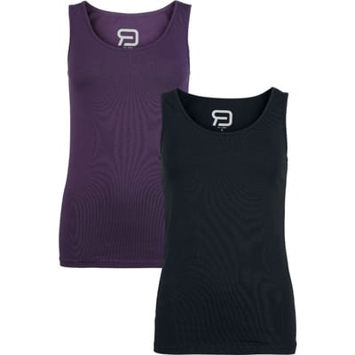 R.E.D. Rock-Engineered Design Zwart/paarse top in een dubbele verpakking - Dames - M