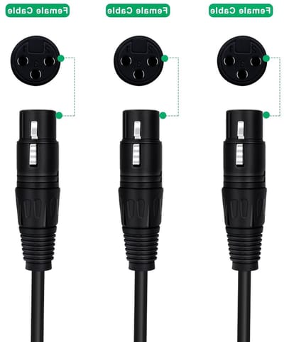 Splitter XLR Kabel 1 Vrouwelijk naar 2 Vrouwelijk Microfoon Kabel voor Geluidsversterking, Amplifier en Luidspreker (3 Poorten, 0.5m)
