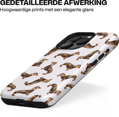 Casetastic Hoesje Geschikt voor Apple iPhone 15 Pro Magsafe - Stijlvolle Beschermende Duo-layer Case - Teckel Twister