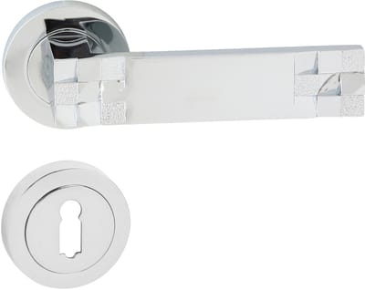 Domino® Deurkrukgarnituur TORO R M6 - Chroom gespoten - BB- gladde sleutel met Ronde Rozette - Deurbeslag van aluminium - Deurklink voor kamerdeur, kantoordeur, kelderdeur en binnendeur