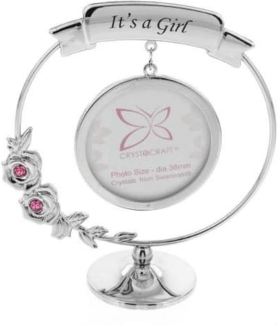 Fotolijst baby it’s a girl zilver met Swarovski van Crystocraft