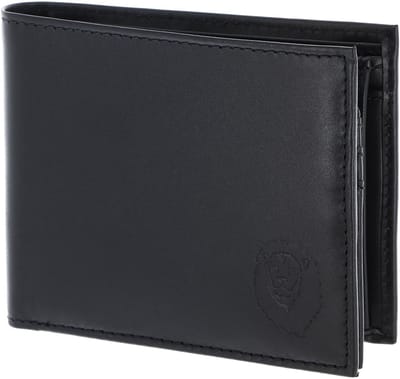 oxmox Leren portemonnee Leather RFID Protect Querscheinbörse Freedom Lion Embossed Black zwart