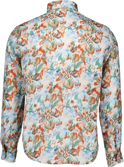 Eton - Overhemd Oranje Eton Floral Linen Print Shirt Lange Mouw Overhemd Oranje 100015064
